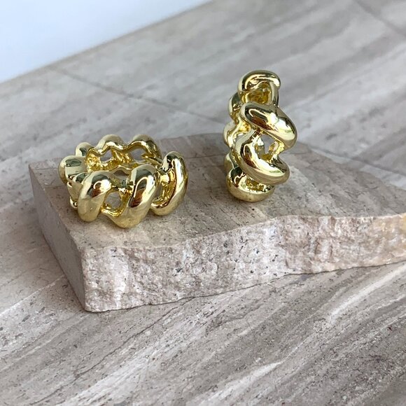 NEW~ Anthropologie Casa Clara Blossom Spiral Mini Huggie Hoop Earrings - Picture 7 of 9